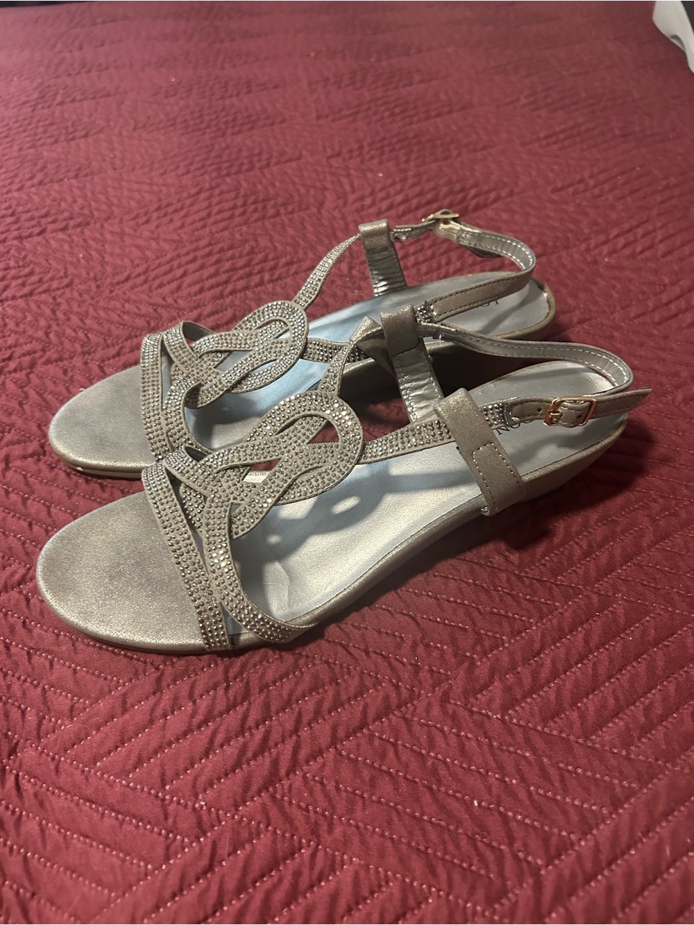 London Fog dressy sandals with low wedge heel